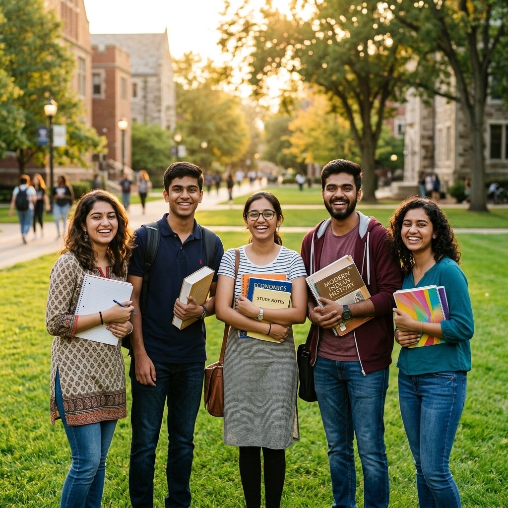 Group of smiling Indian youth